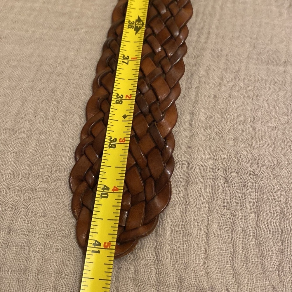 ABRO MADE IN ITALY Brown Woven Leather Belt with Silver Buckle. Size 80 - Picture 6 of 11